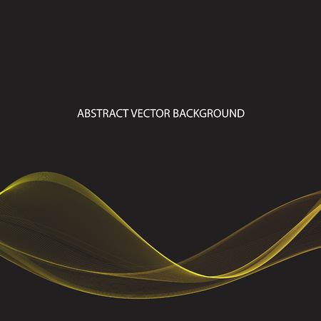 Eps10 elegant background. yellow wave on black backgroundの写真素材