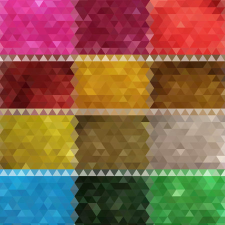 Set of four colorful abstract geometric background with triangular polygons. Colorful mosaic of...