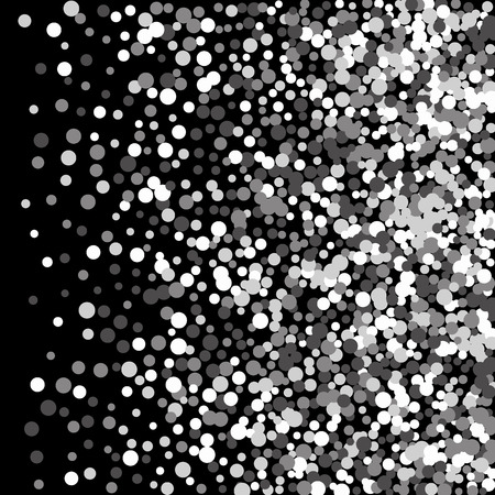 sparkling abstract silver glitter background, metal christmas confetti falling. light shining Flying glitter dots particles, sparkle vector border backdrop.のイラスト素材