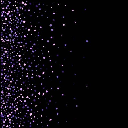 Violet particles falling on transparent background, horizontal orientation. Vector.のイラスト素材