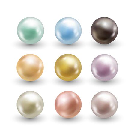 Variety color of spherical pearls for your decorationのイラスト素材