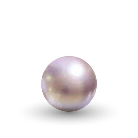 Beautiful 3D Pearl on White Background and Smooth Shadowのイラスト素材