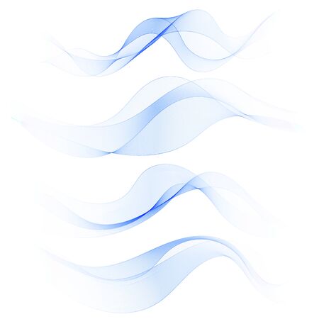 Set of abstract blue waves on a transparent background. Vector illustration.のイラスト素材
