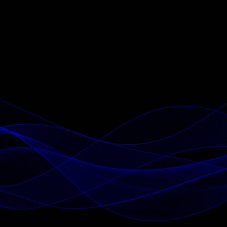blue smoky wave on a black background. presentation template. layout for cover, brochure, flyer, banner, card, certificateのイラスト素材