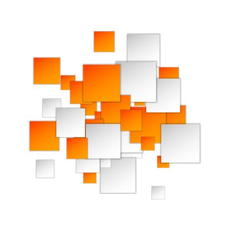 Bright orange squares. Abstract banner design. Geometric vector backgroundのイラスト素材