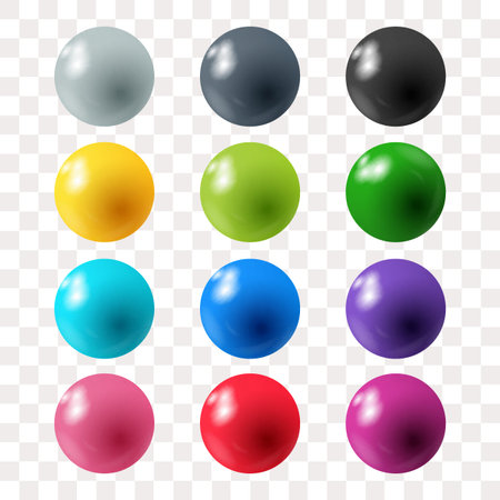 Set of realistic pearls of different color isolated on the white background. 3d illustrationのイラスト素材