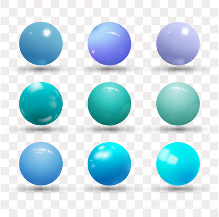 Blue pearl balls set Isolated on white backgroundのイラスト素材