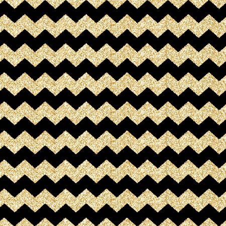 Golden sparkling zigzag waves. black zigzag linesのイラスト素材