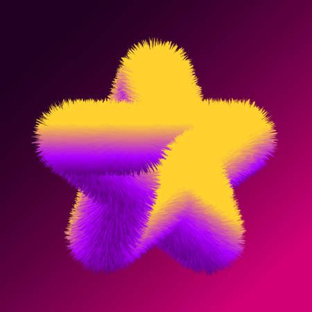 Fur Star. Funny fur element for christmas. Colorful fluffy cartoon starのイラスト素材