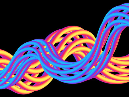 Color wave on a black background. wavy liquid wave. Abstract vector background