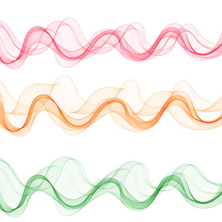 Set of abstract colored waves. Red, pink, blue wavesのイラスト素材
