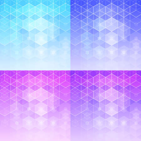 set of colored abstract hexagonal backgrounds. Vector graphicsのイラスト素材