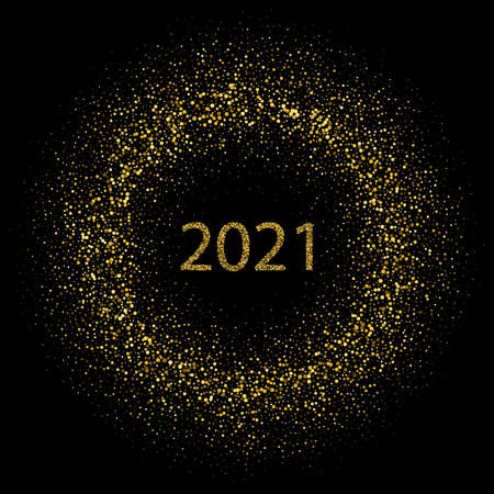 Happy New Year. Gold glitter 2020. Gold background for flyer, poster, badge, banner, web, headline. Abstract yellow text symbol, type, quote. Slight blur background Christmas shiny party logo vectorのイラスト素材