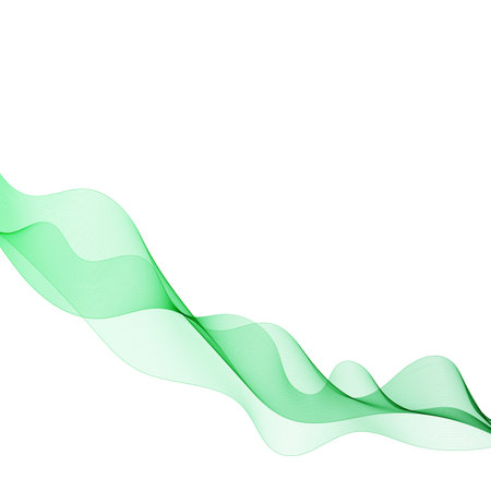Abstract green wavy lines. Colorful vector background. smoke transparent green waveのイラスト素材