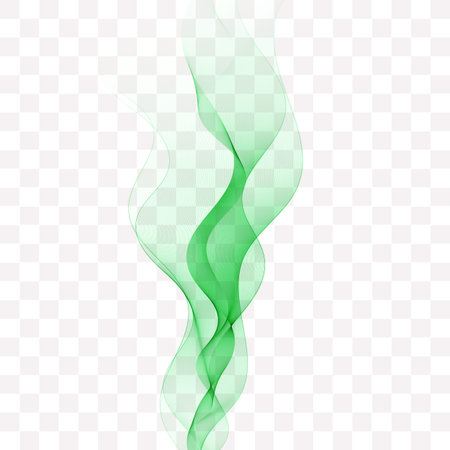 Transparent colored vector wave flow on a white background. Vector abstract background. Green color wave. eps 10のイラスト素材