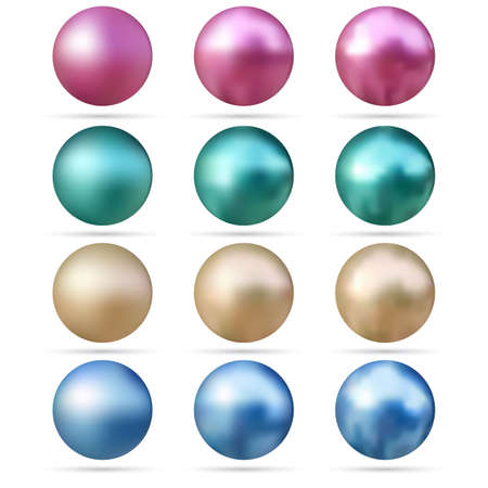 Set of multi-colored pearls. Design elementのイラスト素材