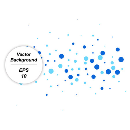 Abstract background With round randomly placed blue circles. Design element for decoration of a banner, poster, template and other materialのイラスト素材