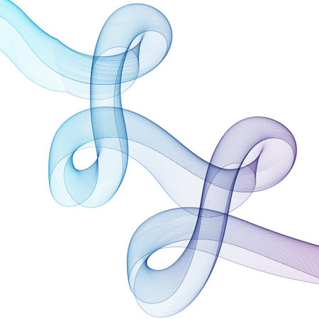 Blue abstract wave. Curves isolated on white background. Design element. Layout for advertisingのイラスト素材