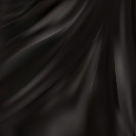 Crumpled black silk fabric. Textile. Fashion. Vector backgroundのイラスト素材