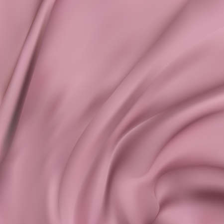 Crumpled and wavy, luxury red silk or satin fabric with smooth surface area 3d realistic vector abstract background with copy space. Delicate velvet texture, silky textile, elegant tissue illustrationのイラスト素材
