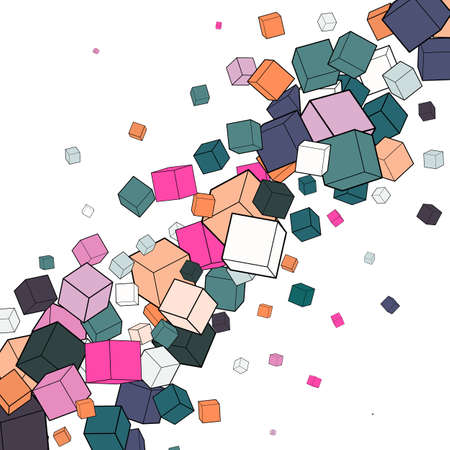 Fly colorful 3d cubes background. Eps 10のイラスト素材