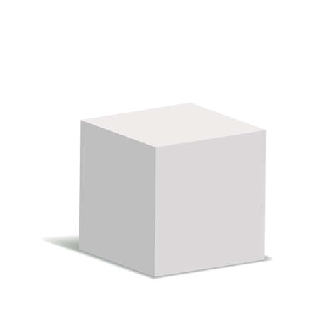 White 3d cube isolated on white background. 3d modeling box with shadow.のイラスト素材