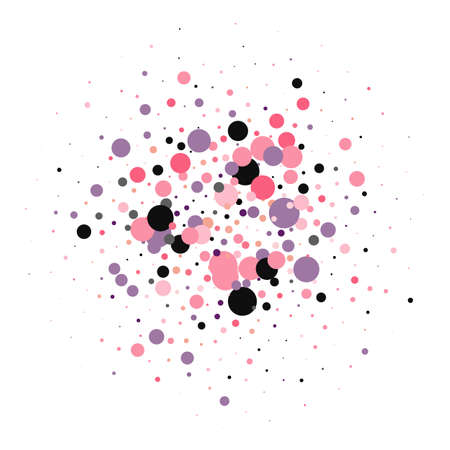 Pastel Confetti Spread Illustration. Circle Fun Background. Red Side Round. Yellow Frame Dot Texture.のイラスト素材