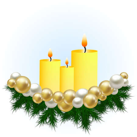 Christmas candle vector image. Christmas background. Festive balloonsのイラスト素材