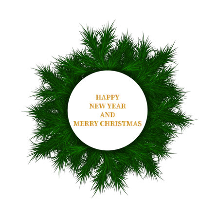 Postcard background with Christmas wreath, vector illustration. New Yearのイラスト素材