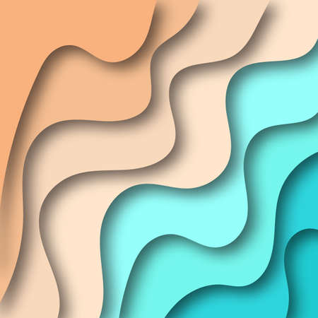 Papercut multi layers 3D color texture vector background. Abstract topography concept design or flowing liquid illustration for website template. Smooth origami art shape paper cutのイラスト素材