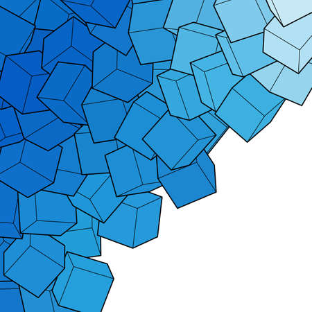 Blue cubic background. Decor and design elements. Advertising banner, presentation layout. Polygonal style.のイラスト素材