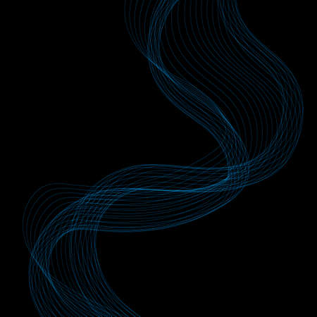 Abstract blue wave on a black background. Vector graphics. Design elementのイラスト素材