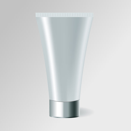 Simple skin care product promotion template. Mock-up for toothpaste, medicinal ointment. Tube.のイラスト素材