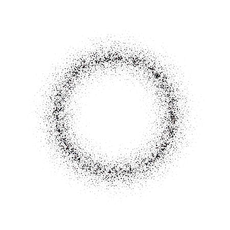 Abstract vector dark gray round ash particles on a white background distributed in a circle. Spray effect.のイラスト素材