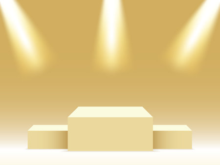 Realistic podium with spotlights. Places of the winners. Pedestalのイラスト素材