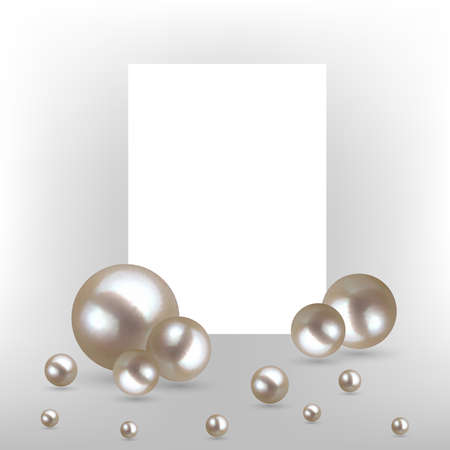 Album sheet decorated with pearl beads. festive background, postcard, baner, poster.のイラスト素材