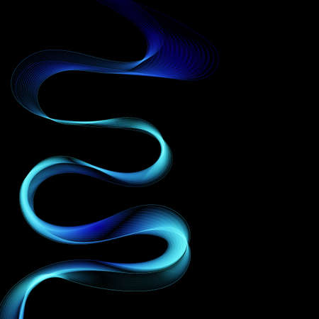 Vector Abstract shiny color blue wave design element on dark background. science or technology designのイラスト素材