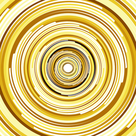 Yellow tiny halftone dots in round shape. Vector illustration. Design element for technology round logo, striped border frame, badges, emblems, tattoo, textile pattern and abstract backgroundのイラスト素材