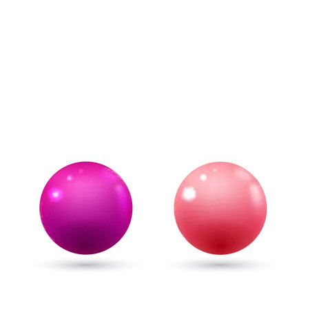 Pink pearl balls set isolated on white background.のイラスト素材