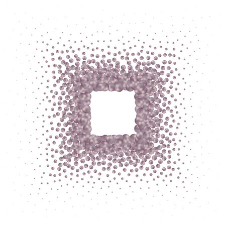 Vector Pattern, Light Blue Background with Realistic Pearl Balls, Bubble Backdrop Template. Square photo frame.のイラスト素材