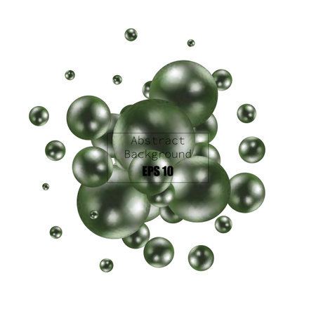 Abstract template with green balls. Vector background.のイラスト素材