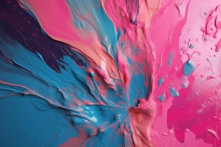 Abstract painting of blue and pink watercolors.の写真素材
