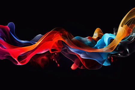 colorful smoke on black background.の写真素材
