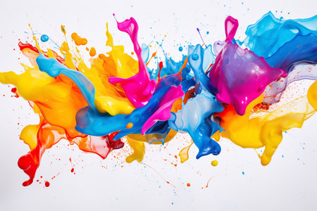 Paint and ink, acrylic paint, color explosion, abstract, on dark background.の写真素材