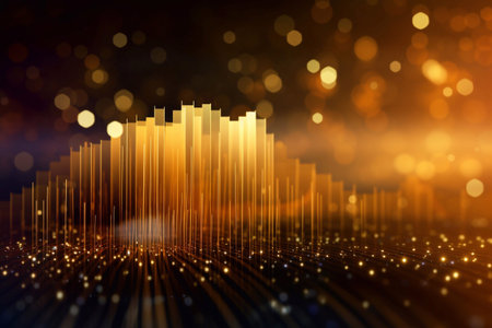 Finance crisis chart stock market business background. Diagram indicator shiny glow data visualization.の写真素材