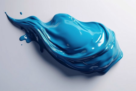 blue brush stroke watercolor liquid isolated on white background.の写真素材