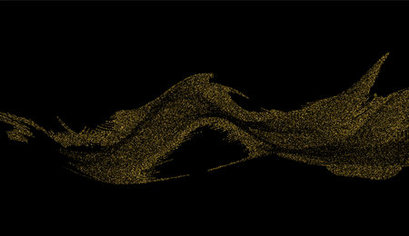 Gold glitter powder splash vector background. Golden scattered dust. Magic mist glows. Stylish trendy black background.のイラスト素材