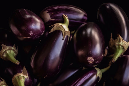 a cluster of eggplants for sale in a market in Cavite, Philippines.の素材
