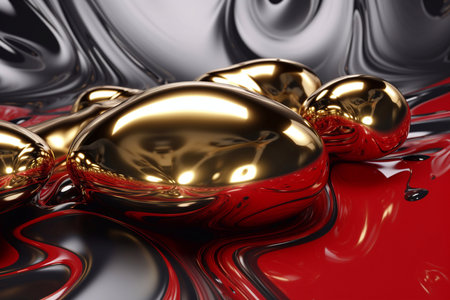 Marble pattern background material with a luxurious atmosphere of red, black and goldの素材