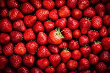 Red ripe Fresh Strawberry background, Close up.の素材